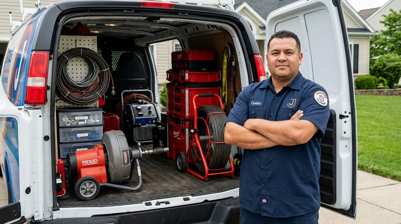Professional drain cleaning equipment and Johns Plumbing LLC plumber in Plantersville